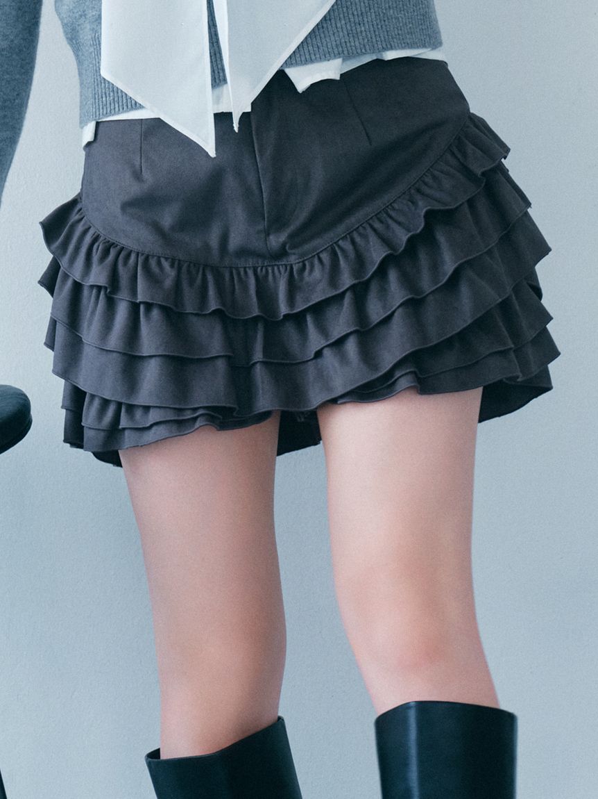 フリルレイヤースウェードショートパンツ(ショートパンツ)｜ボトムス