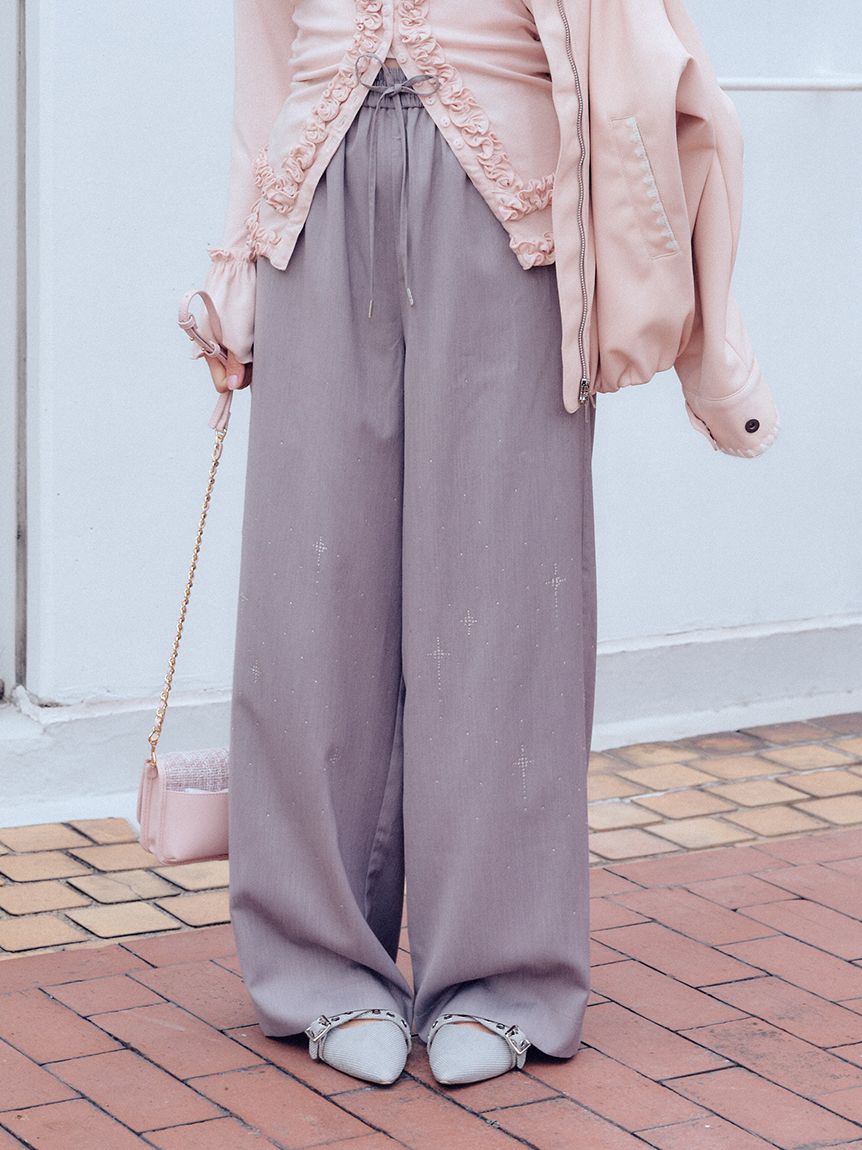 ビジュー付きイージーパンツ(ロングパンツ)｜ボトムス｜FURFUR（ファー