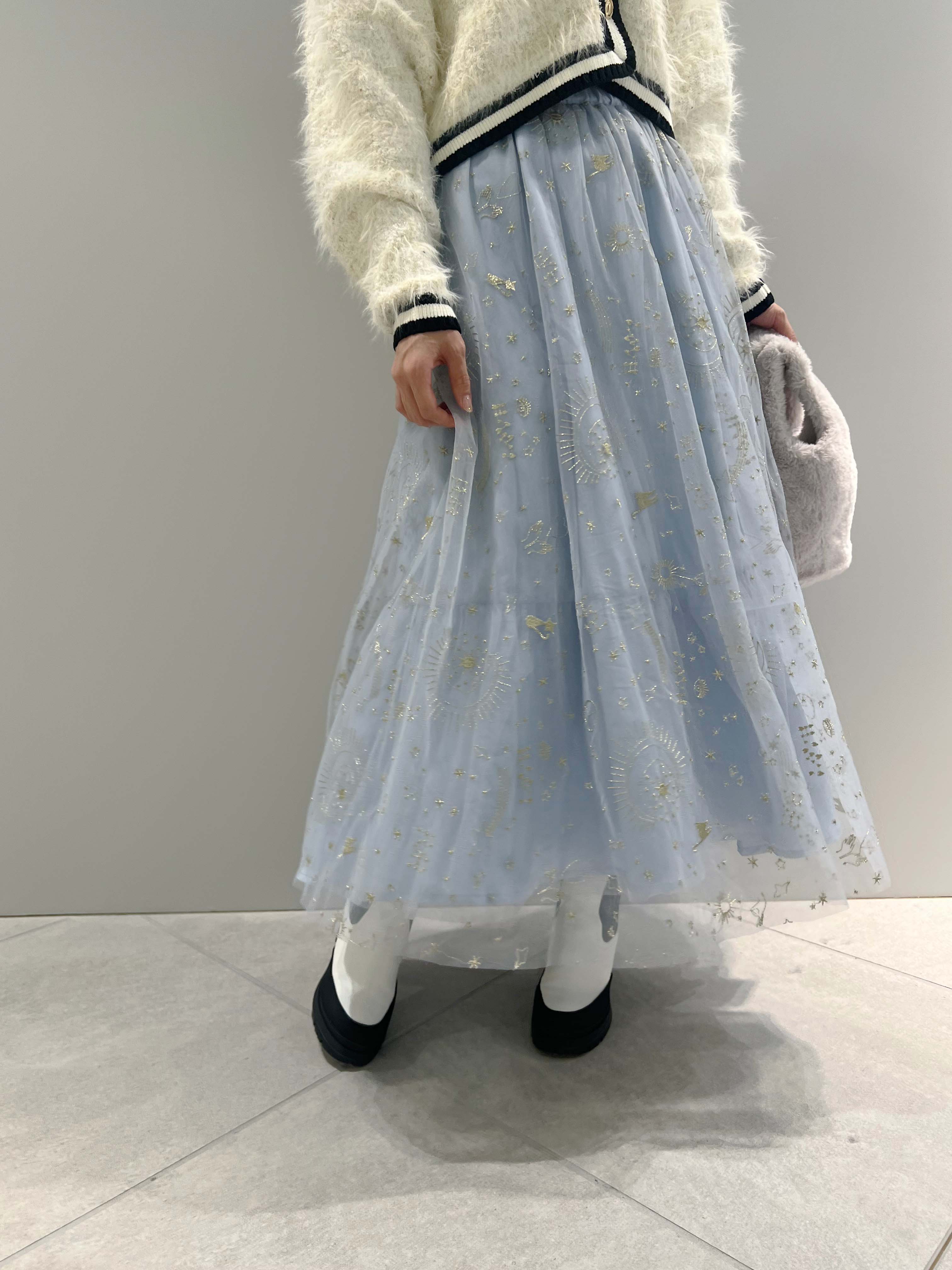 限定サイズ】【WEB限定】星座刺繍チュールスカート(ロングスカート