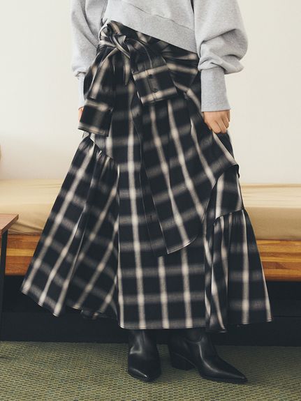 シャツドッキングチェックスカート(ロングスカート)｜ボトムス｜FURFUR