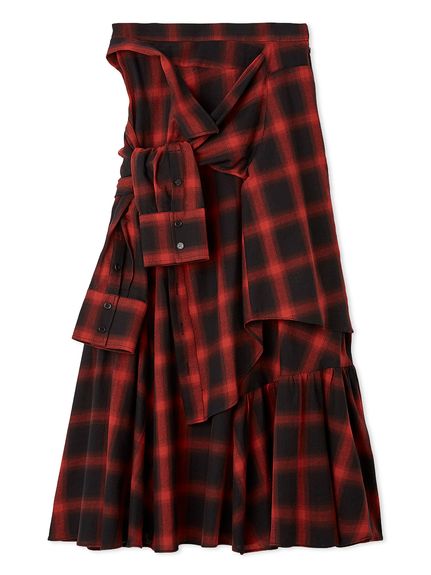 シャツドッキングチェックスカート(ロングスカート)｜ボトムス｜FURFUR