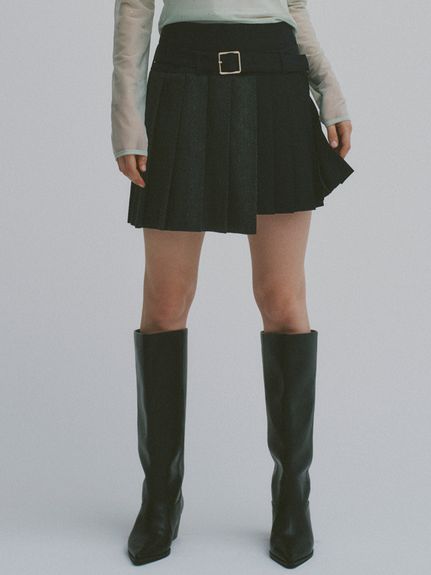 バイカラープリーツミニスカート