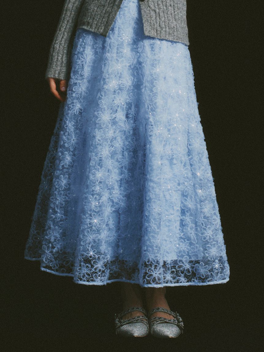 立体フラワーレーススカート(ロングスカート)｜スカート｜FURFUR