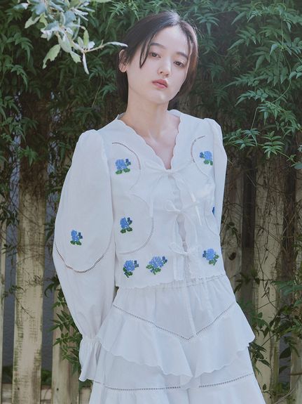 最前線の ビーズ刺繍スカラップブラウス(ブラウス)｜トップス｜FURFUR シャツ/ブラウス(長袖/七分)