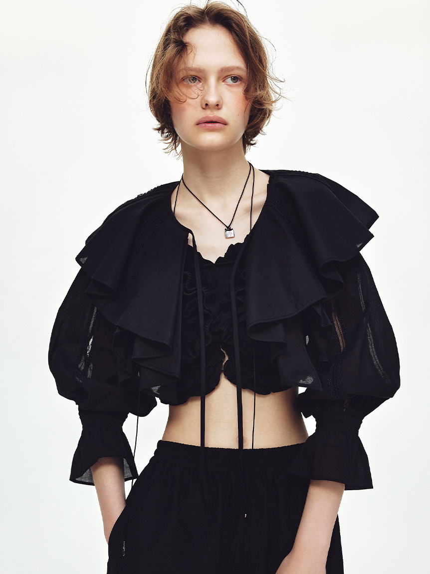 【新品定価23,100円】FURFUR イエローフリルレース半袖トップス FURFUR SALE40%OFF 袖フリルチュールカットソー rwct241078