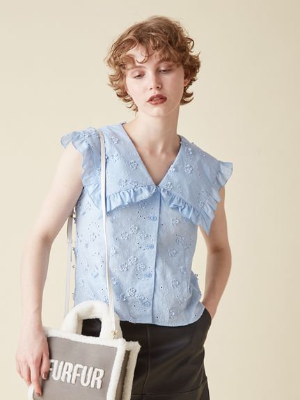 ビッグカラーノースリブラウス(シャツ／ブラウス)｜トップス