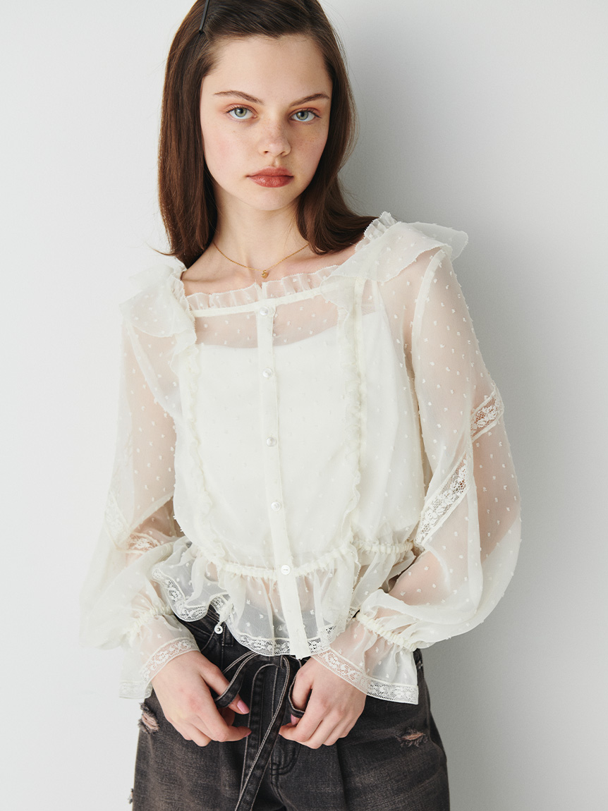レースフリルブラウス