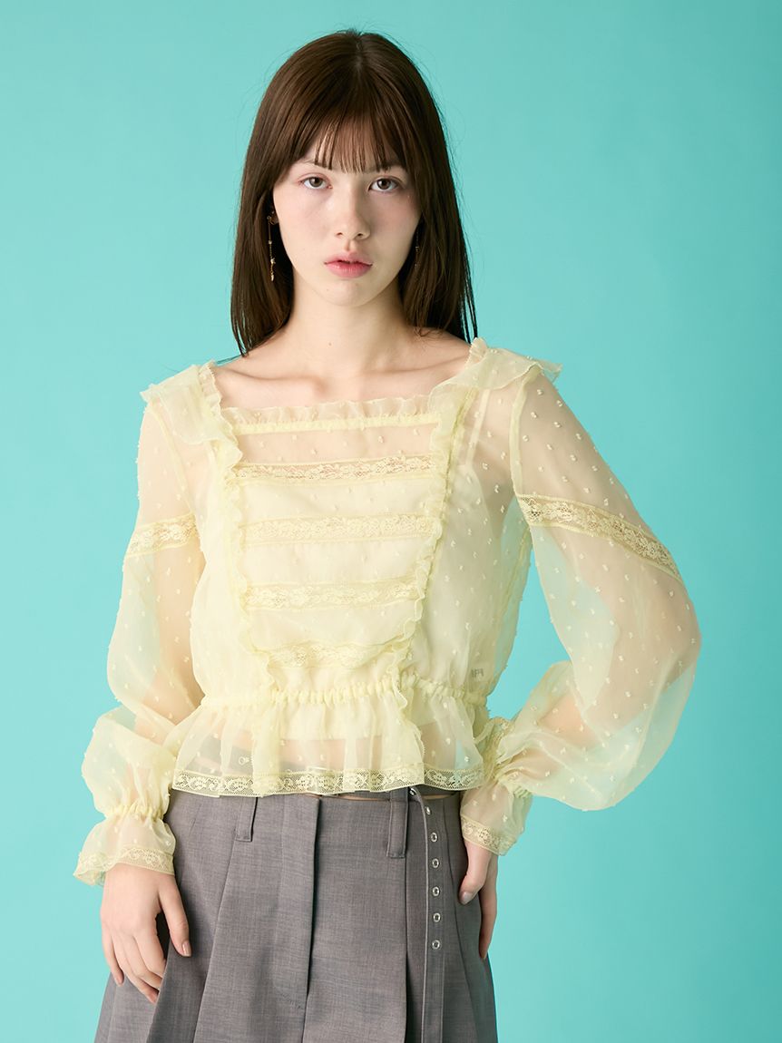 レースフリルブラウス(シャツ／ブラウス)｜トップス｜FURFUR（ファー