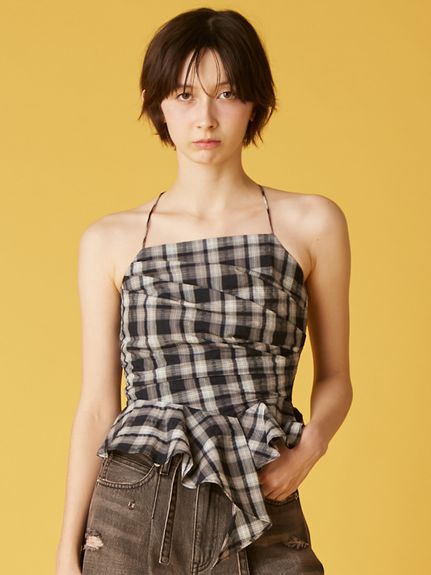 CIVARIZE 変形ドレープネックアシンメトリー Y2K 00s スミクロ系 アシンメトリーヘムキャミソール(シャツ／ブラウス)｜トップス｜FURFUR