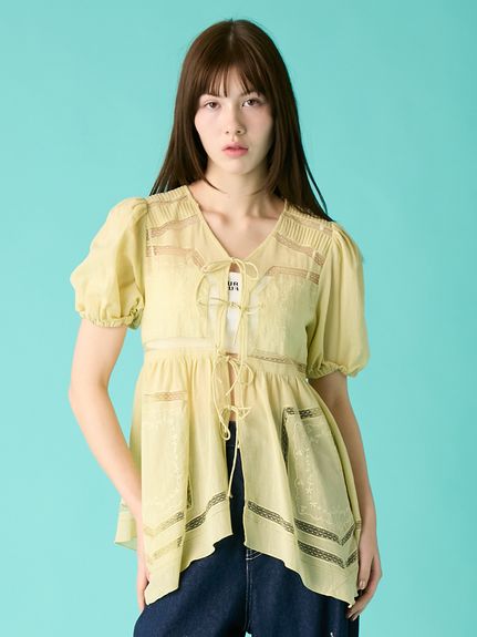 ハンカチ刺繍チュニックブラウス