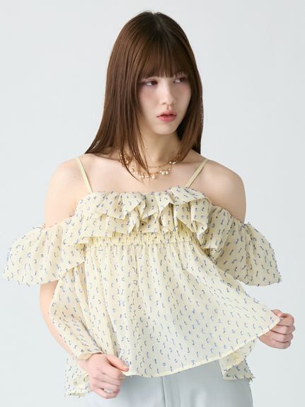 オフショルシアージャガードトップス(シャツ／ブラウス)｜トップス