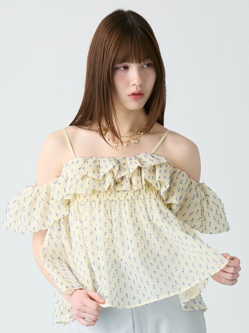 【入手不可】civarize ラスト商品 フェザージャガードオフショルシャツ オフショルシアージャガードトップス(シャツ／ブラウス)｜トップス