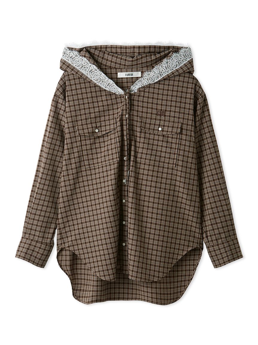 チェック柄フーディシャツ(シャツ／ブラウス)｜トップス｜FURFUR