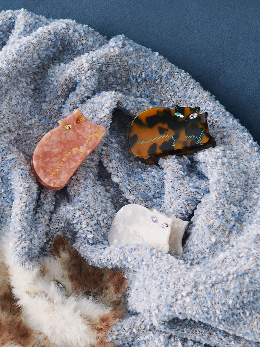 キャットモチーフビジューヘアクリップ