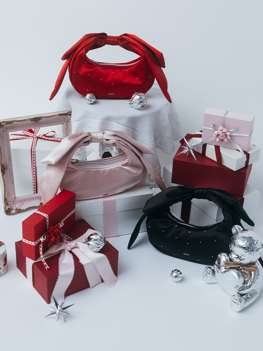 リボンハンドルサテンムーンバッグ(バッグ)｜FURFUR（ファーファー