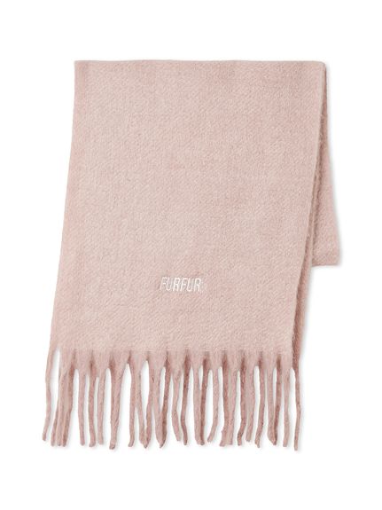 ピンク ロゴ刺繍 マフラー フリンジ付き ピンク ロゴ刺繍 マフラー フリンジ付き ロゴ刺繍フリンジ