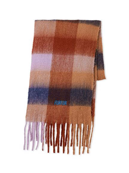 赤色 ロゴ刺繍 マフラー フリンジ付き 赤色 ロゴ刺繍 マフラー フリンジ付き マフラー ストール bi