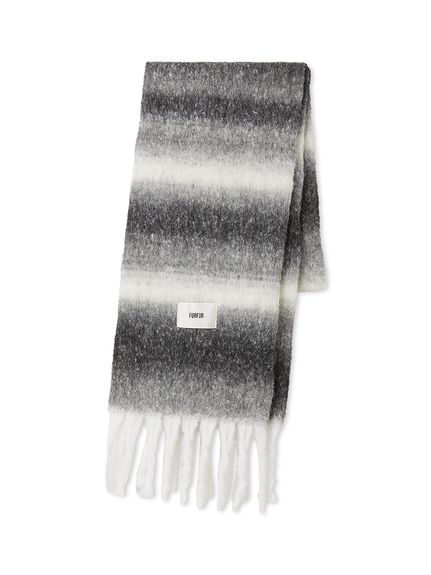 ファー マフラー ブラックとホワイトのグラデーション ファー マフラー ブラックとホワイトのグラデーション ファー