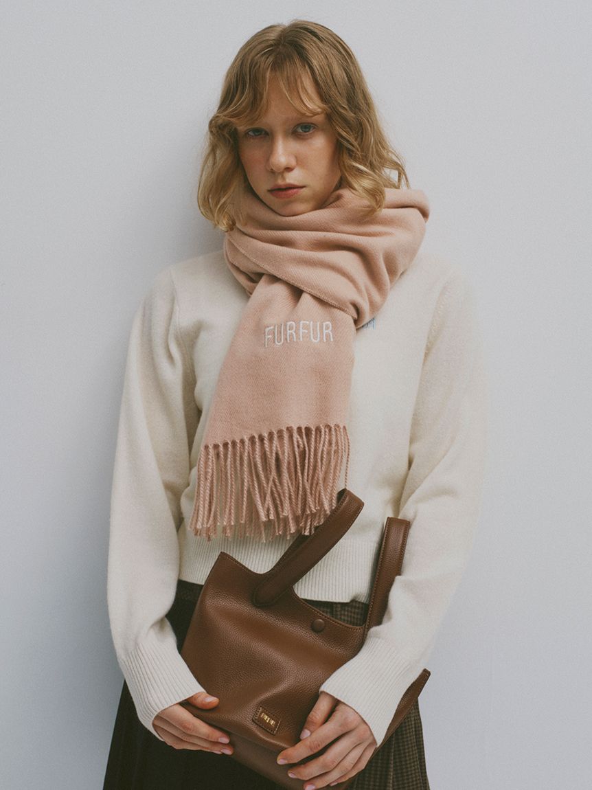 ロゴ刺繍大判ストール