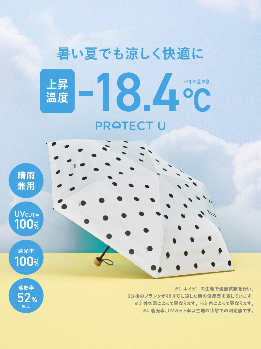【FURFUR×PROTECT U】晴雨兼用折り畳み日傘 (ドット柄・小花柄）