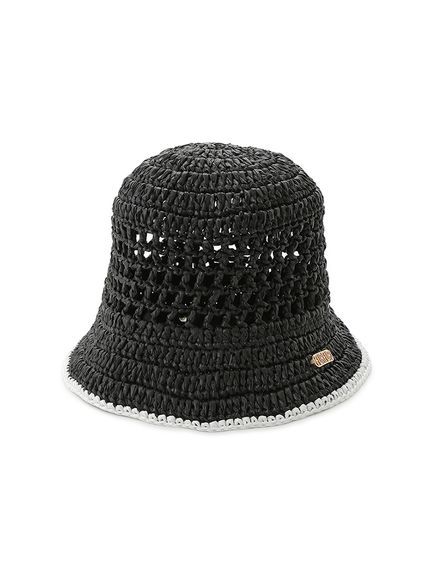 FURFUR ツイードスカラップロゴバケットハット 帽子 FURLA 【日本製】バケットハット 帽子 チェックツイード ロゴプレート