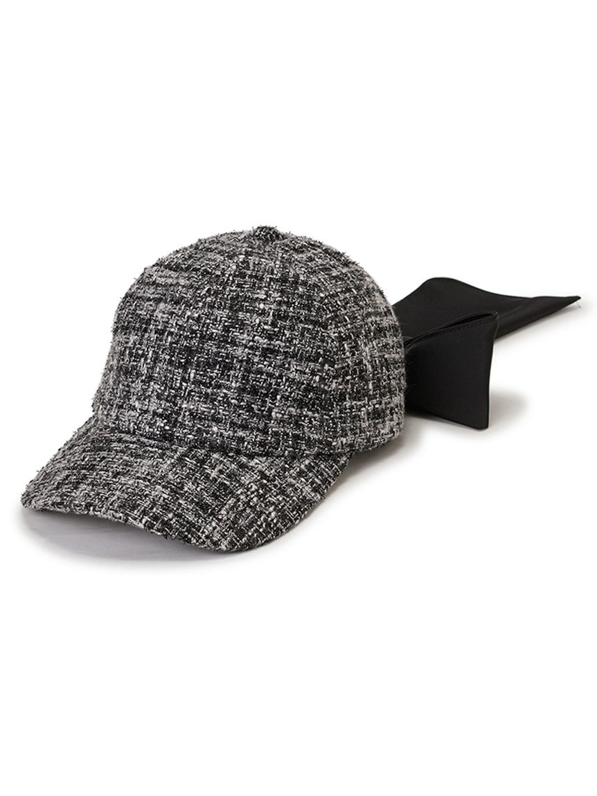 ツイード×サテンビッグリボンキャップ(帽子)｜ファッション雑貨