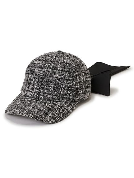 ツイード×サテンビッグリボンキャップ(帽子)｜ファッション雑貨