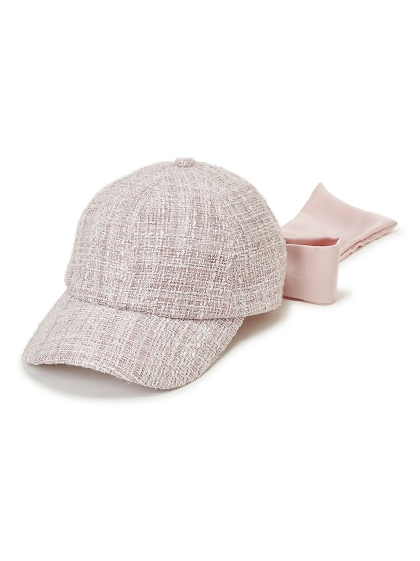 ツイード×サテンビッグリボンキャップ(帽子)｜ファッション雑貨