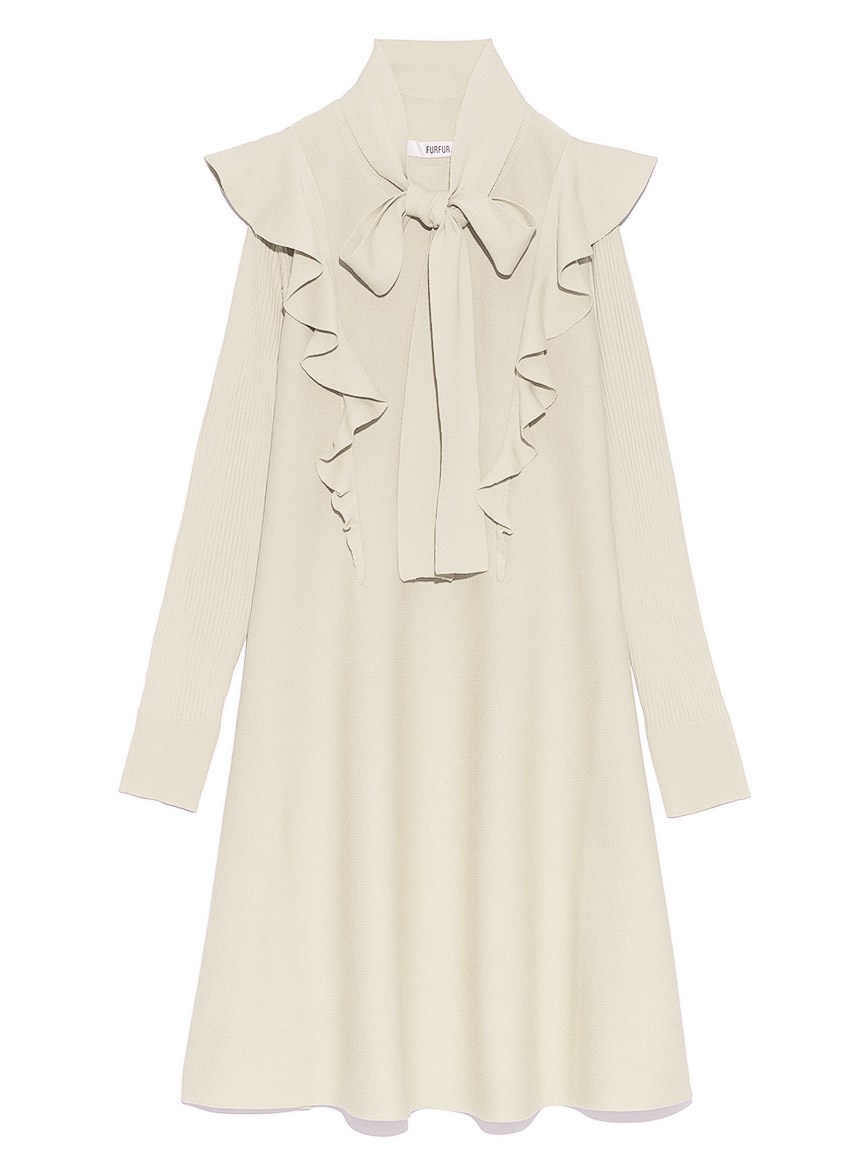 ルミネ新宿2店限定カラーあり フリル ボウタイニットワンピース ワンピース ワンピース Furfur ファーファー 公式サイト オフィシャル通販サイト