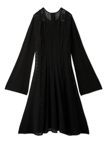 透かし編みニットワンピース(ミニワンピース)｜ワンピース