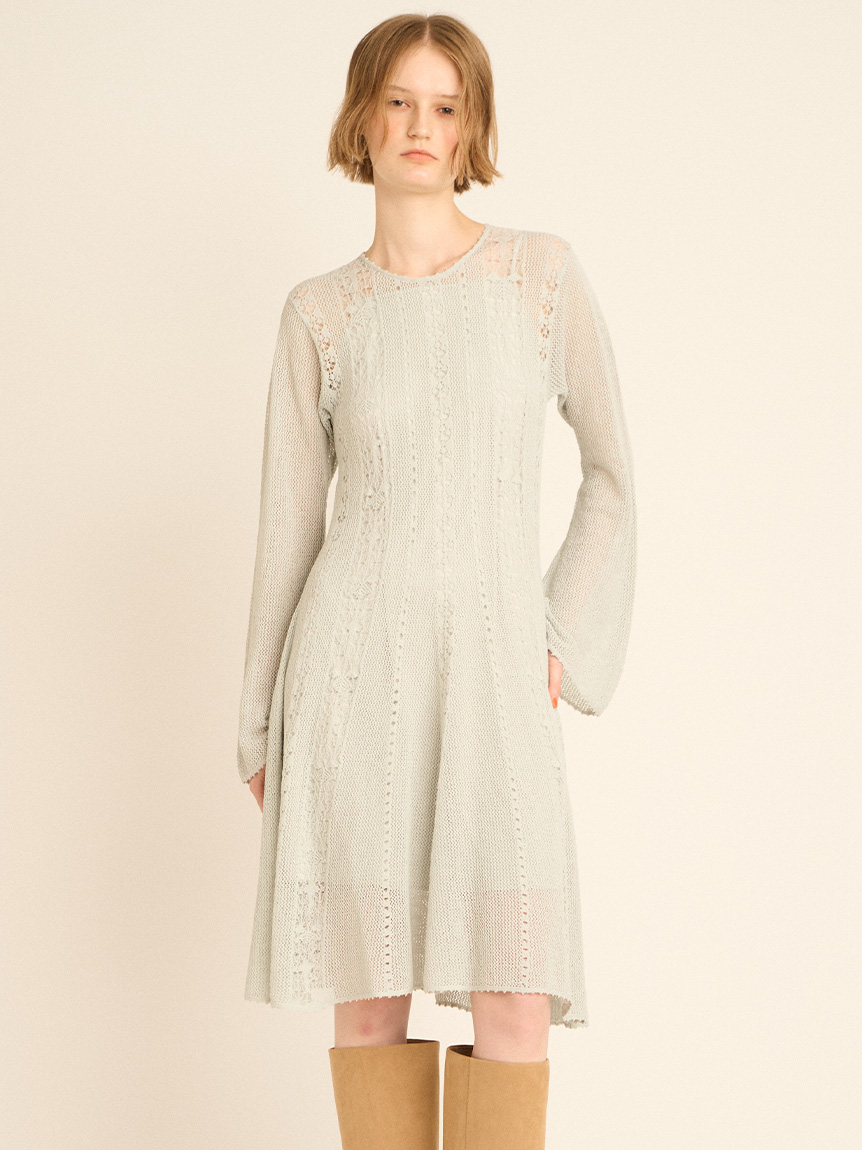 透かし編みニットワンピース(ミニワンピース)｜ワンピース｜FURFUR