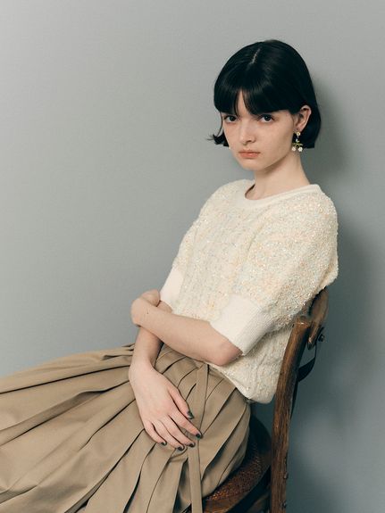 René - Rene ニットツイード ブラウスドッキング トップスの通販