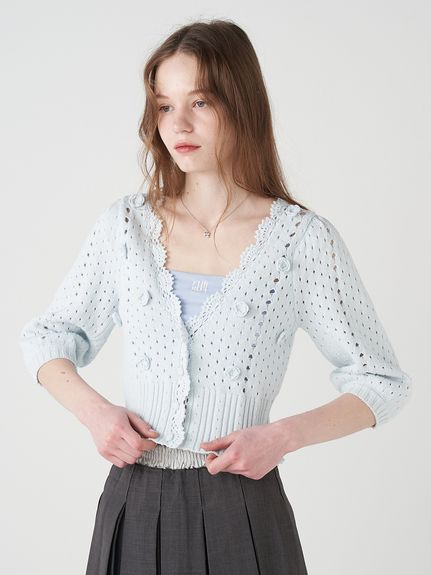 クロシェハーフスリーブカーディガン(ニット)｜トップス｜FURFUR