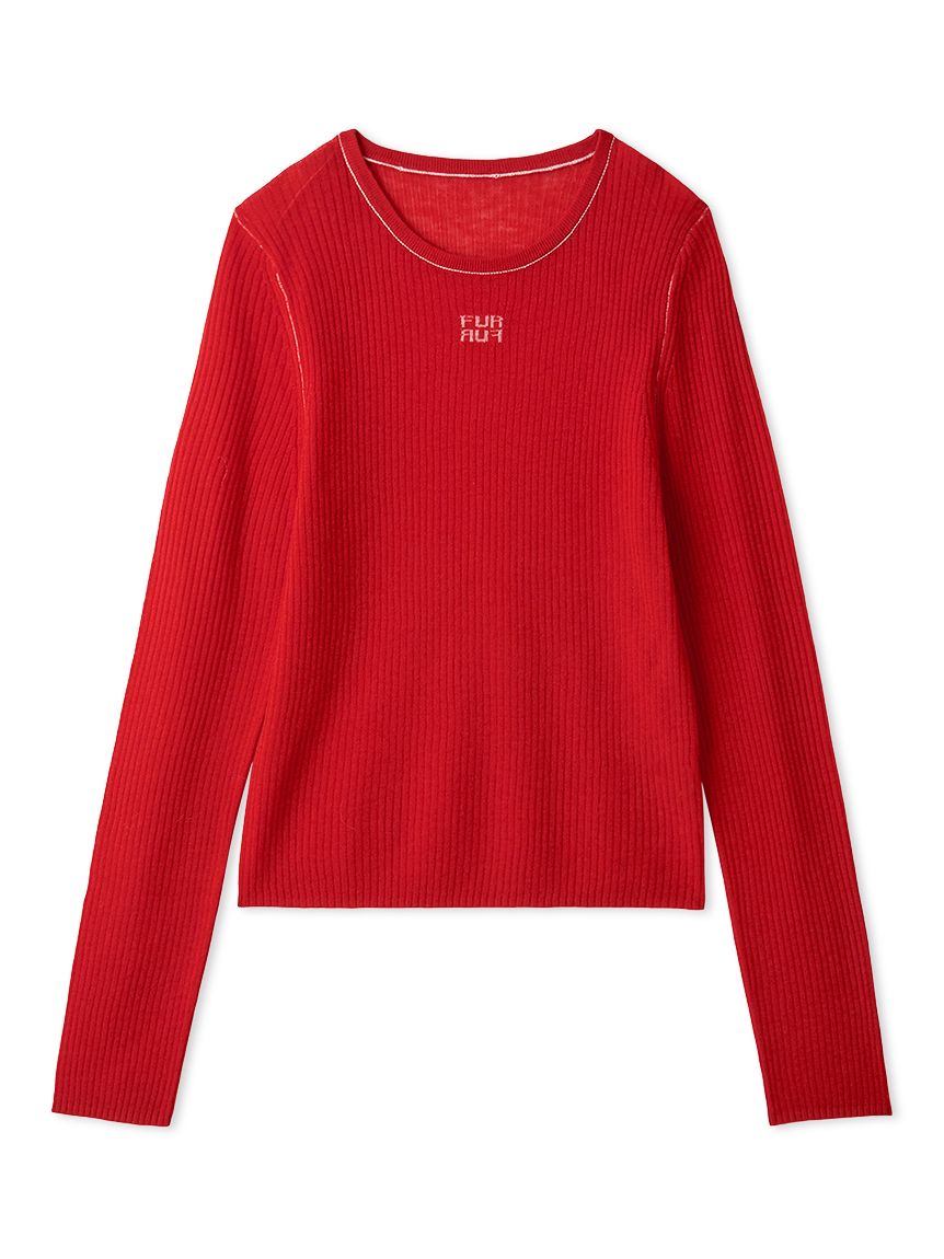 ロゴ刺繍シアーウールリブニット(ニット)｜トップス｜FURFUR（ファー