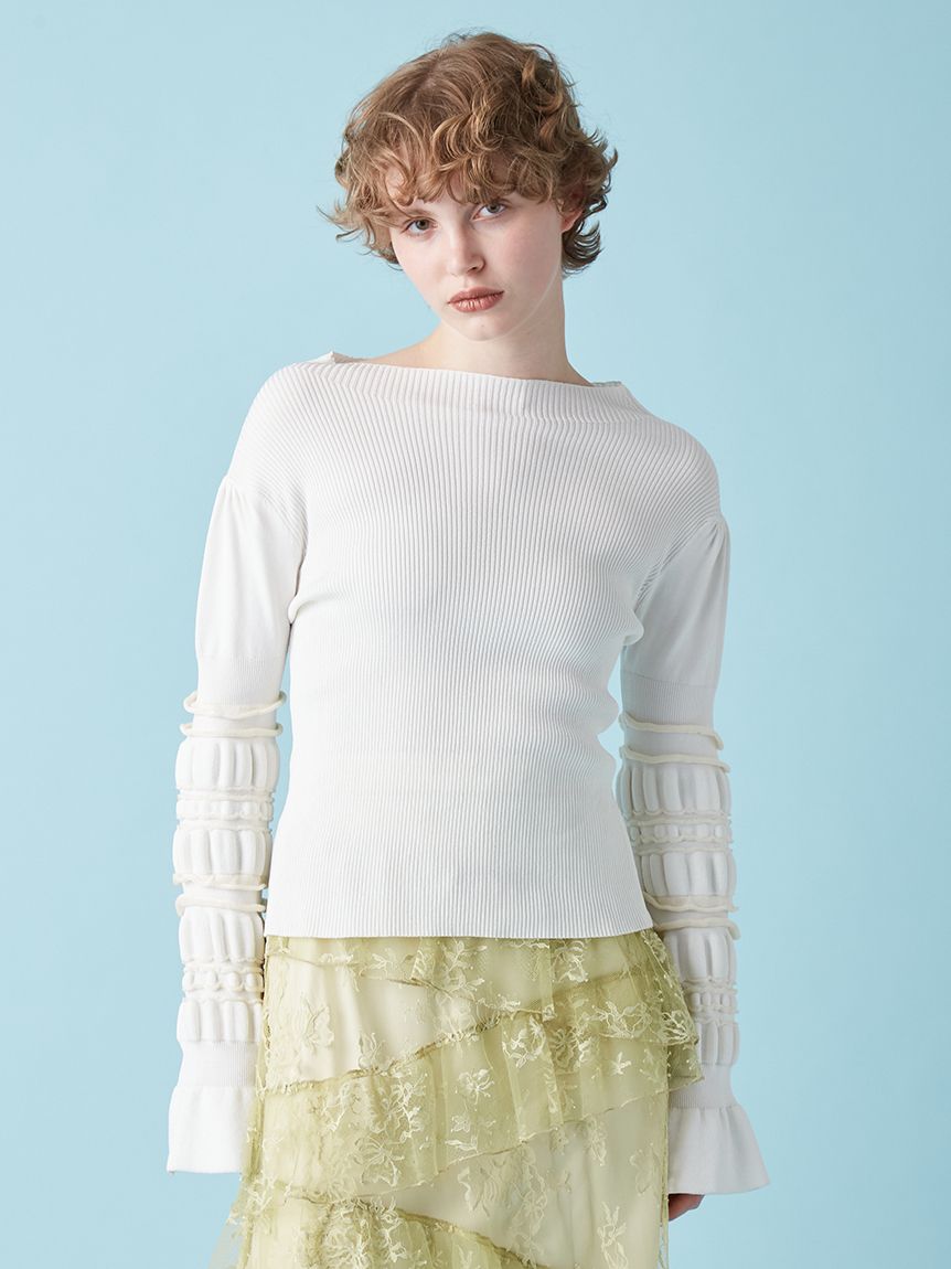 イレギュラーリブスリーブニットトップス(ニット)｜トップス｜FURFUR