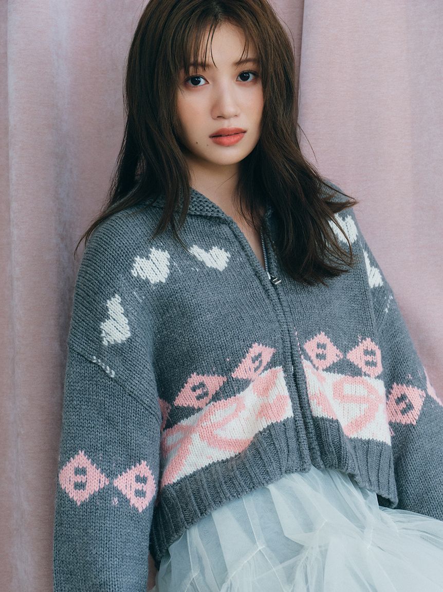 メリージェニー merry jenny roseカウチンニット （ピンク