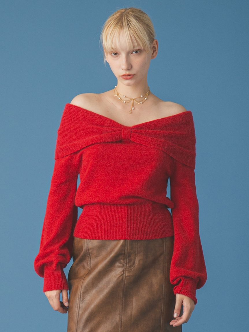 リボンモヘアニットトップス(ニット)｜トップス｜FURFUR（ファーファー