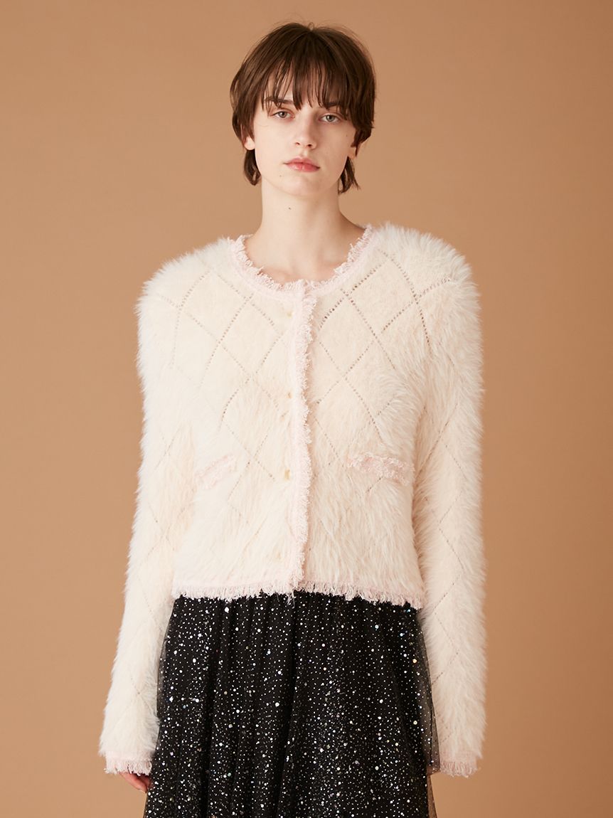 トップス THEREDTHREAD S fluffy knit tops ivory 限定カラー】フェザーツイードカーディガン(ニット)｜トップス｜FURFUR