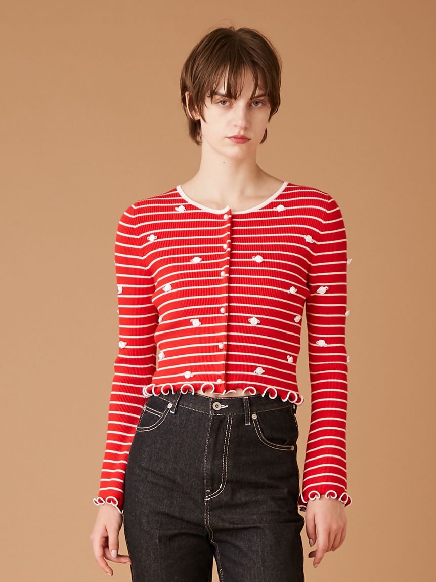 プティフラワーボーダーカーディガン(ニット)｜トップス｜FURFUR