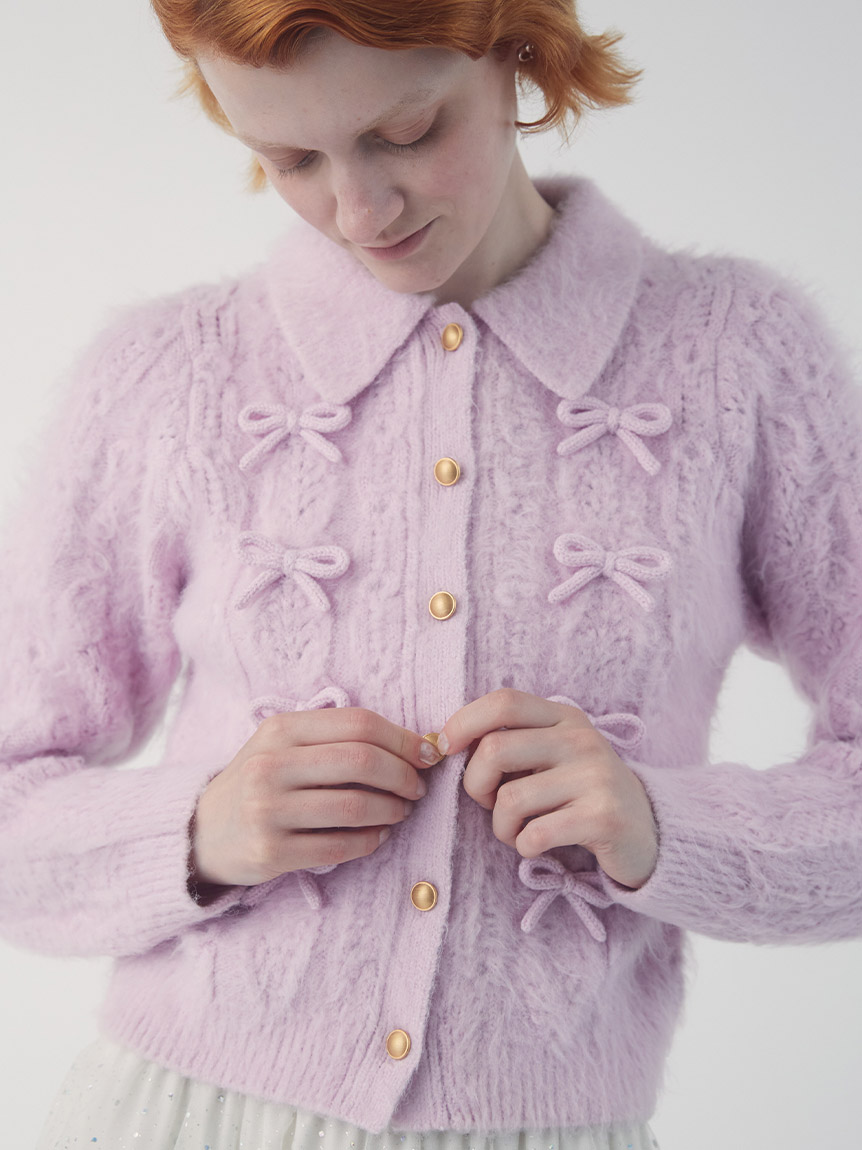 リボンデザインアランポロニットトップス(ニット)｜トップス｜FURFUR