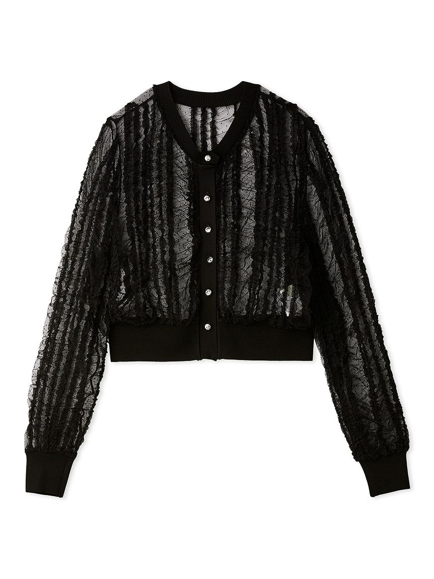 ジューシークチュールファー付き長袖カーディガン　S ジューシークチュール JUICY COUTURE カーディガン S 黒 ブラック 長袖