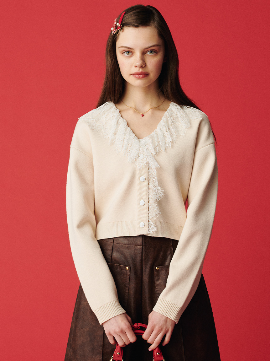 レース衿カーディガン(ニット)｜トップス｜FURFUR（ファーファー）公式