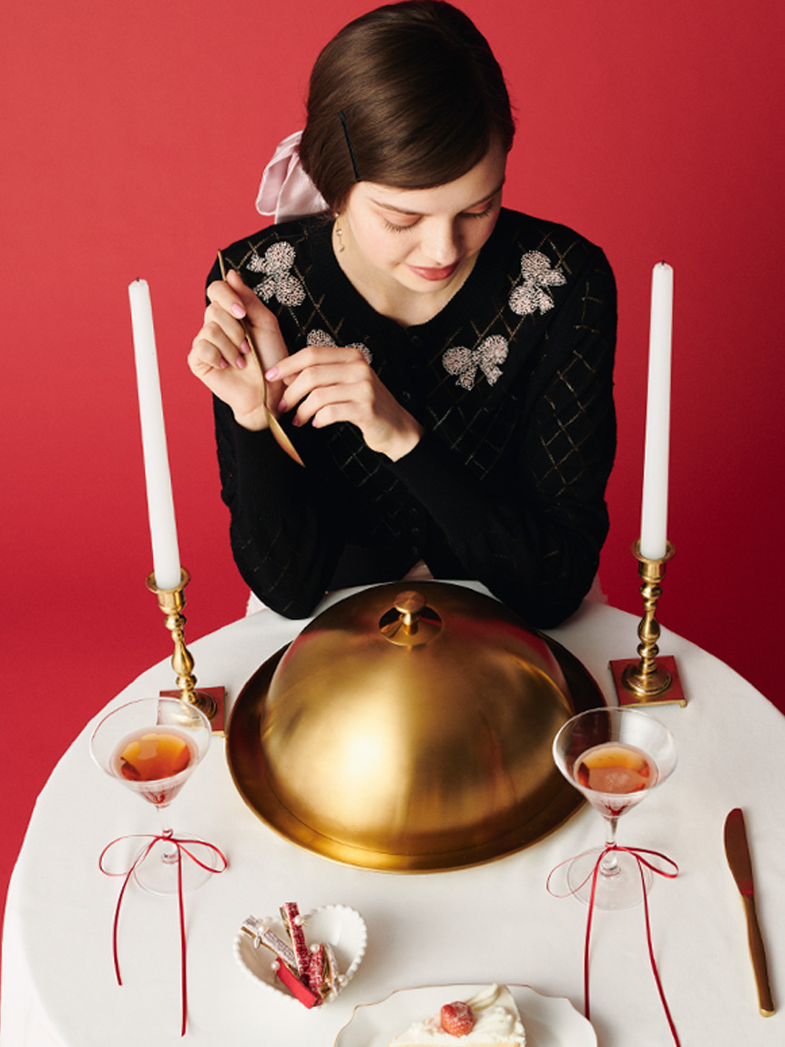 リボンビーズ刺繍アイレットカーディガン(ニット)｜トップス｜FURFUR