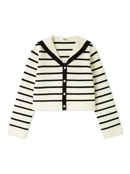 エイミーイストワール　セーラーカラーニットトップス　カーディガン　F エイミーイストワール EIMY ISTOIRE セーラーカラーニットTOPS （BLACK