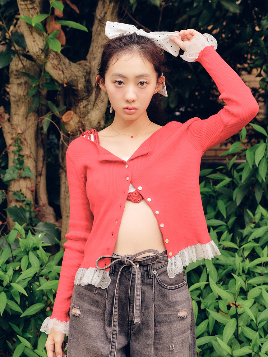 【限定カラー】【UVカット】トリミングリブカーディガン