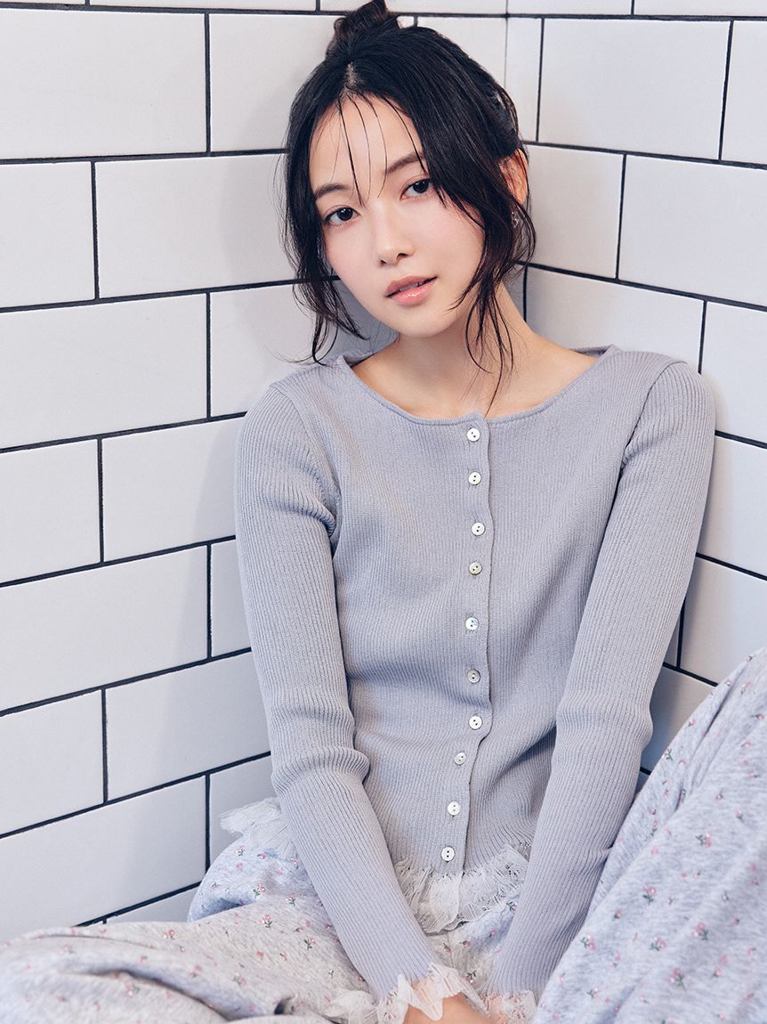 限定カラー】【UVカット】トリミングリブカーディガン(カーディガン
