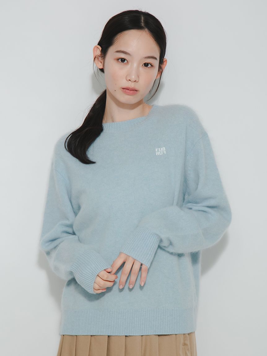 ウールミンクロゴ刺繍クルーネックニット(ニット)｜トップス｜FURFUR