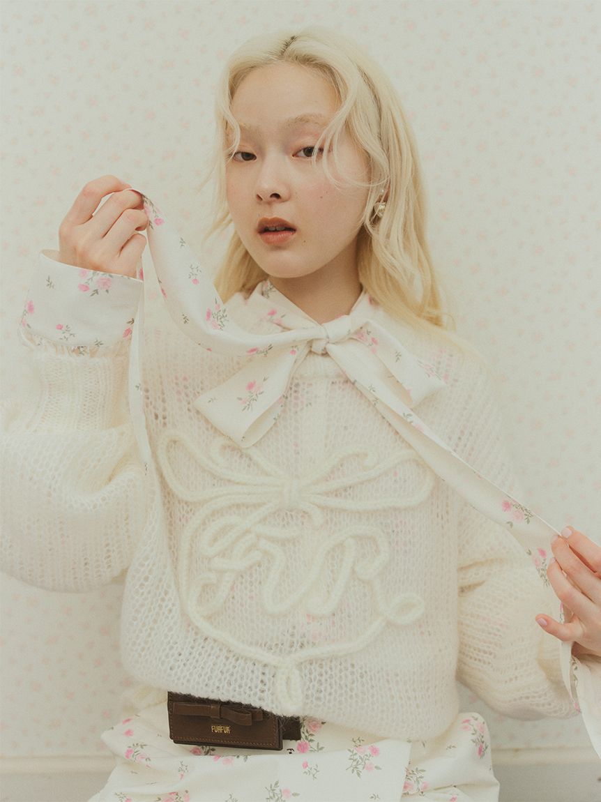 リボンロゴ刺繍セーター(ニット)｜トップス｜FURFUR（ファーファー