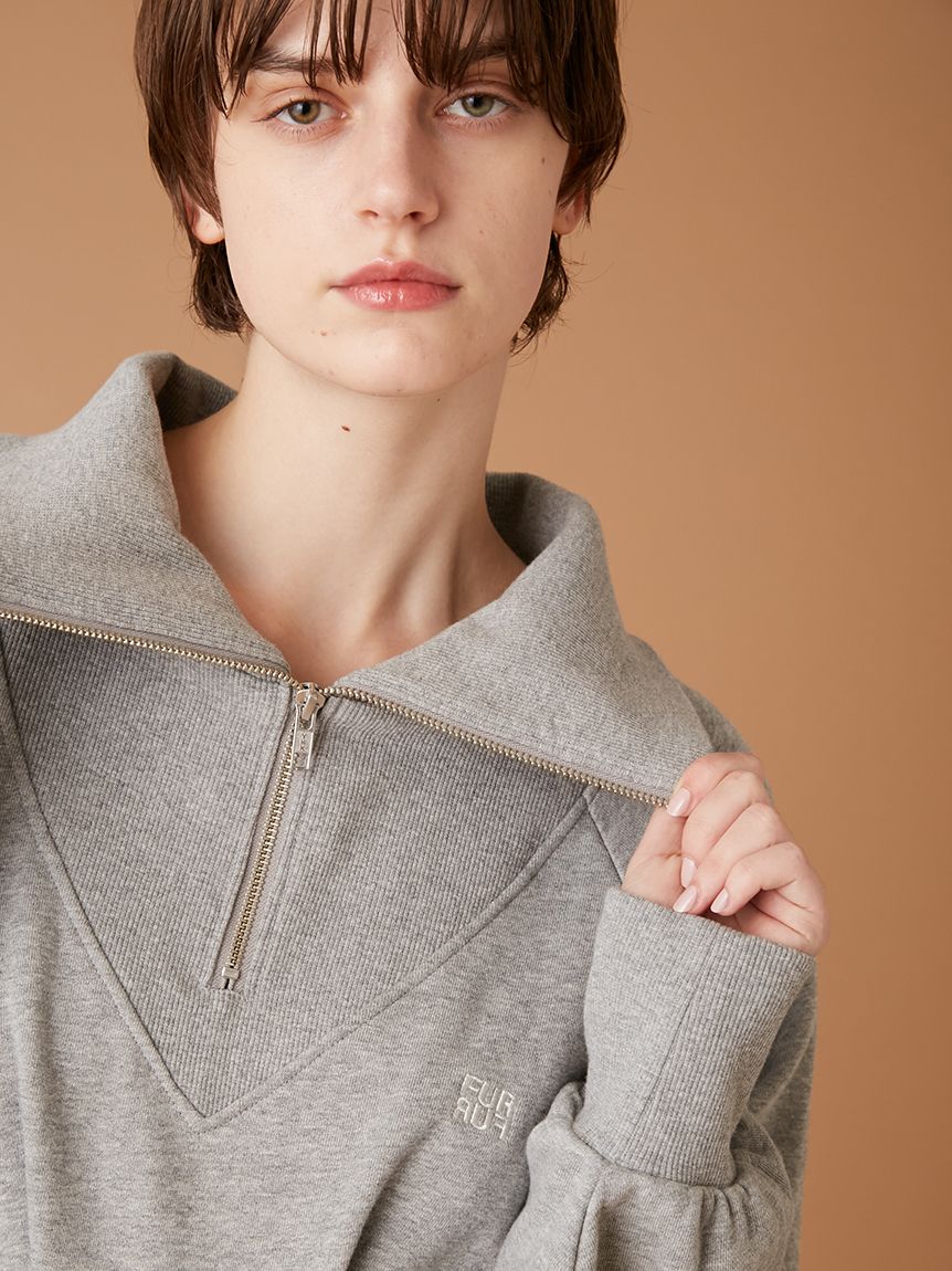 ハーフジップスウェットミニワンピース(ミニワンピース)｜ワンピース