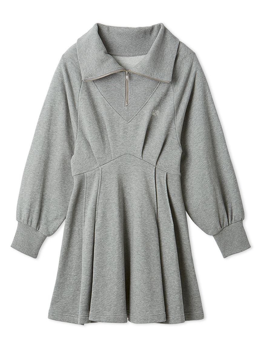 ハーフジップスウェットミニワンピース(ミニワンピース)｜ワンピース